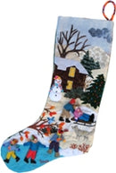 Arpillear Art Christmas Stocking - Winter Play